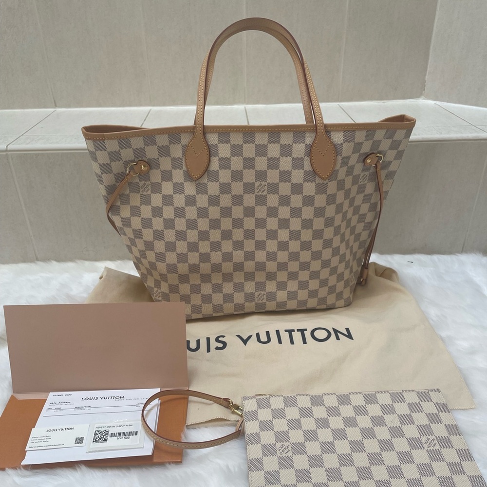 Louis Vuitton Neverfull MM Damier Azur Rose Ballerine *Made in France*